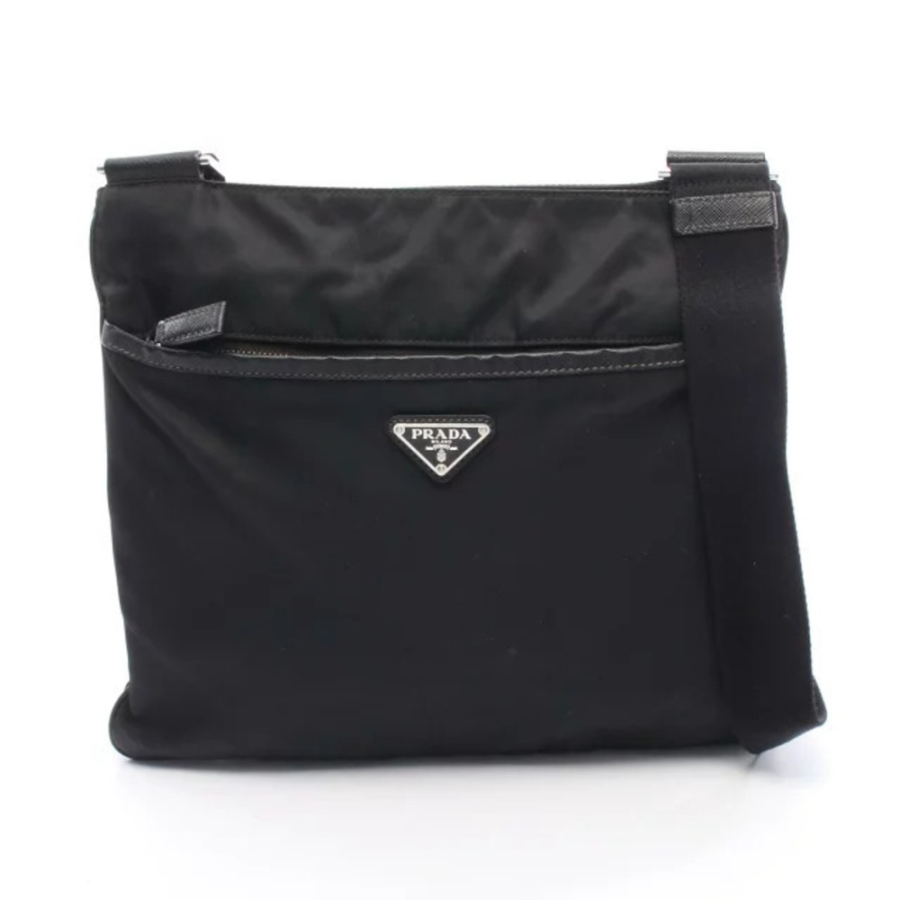 Prada TESSUTO Saffiano Shoulder Bag Saffiano Leather Black